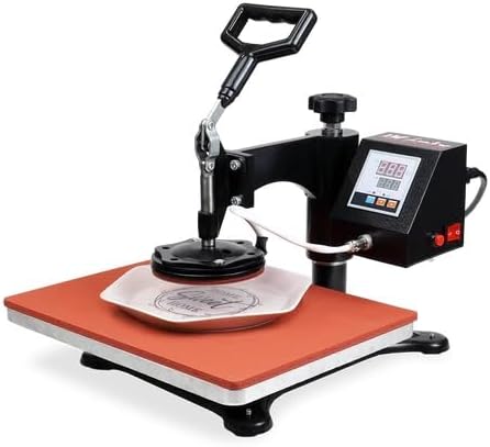 Ricoma 4-in-1 Multi-Function Heat Press Machine, 16' x 20' Flat, Black, Silicone Gel Baseboard, 575F, T-Shirt, Mug, Cap, Bag, Plate, Pillow, Bottle