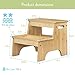 Forbena Wooden Bathroom Step Stool for Toddlers, Heavy Duty Kids 2 Step Stool for Bathroom Sink Kitchen Counter, Bamboo Wood Non-Slip Baby Children Potty Stepping Stool Seat with Handles for Toilet
