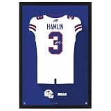 Sporticulture NFL American Football Buffalo Bills - Damar Hamlin Jersey Print Framed Wall Art Picture Poster for Boys Bedroom and Man Cave Decor - Ready to Hang, White 14" x 20", Small'