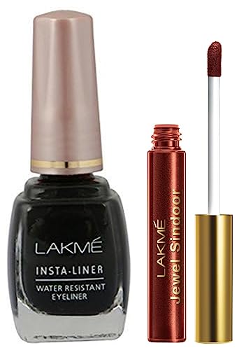 Image of LAKME Insta Matte Liquid Eye Liner, Black, 9Ml And Jewel Sindoor, Maroon, 4.5Ml
