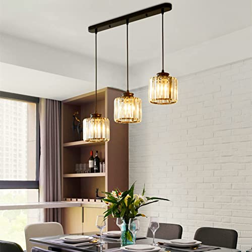 Suspension vintage en verre à 3 lampes pour table à manger et plafond noir