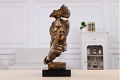 Nice purchase Resin Silence is Gold People Statues Sculptures Creative Room Crafts Cabinet Home Office Decoration Art Ornaments Thinker Statues Vintage Decoration Figurine Sculptures Abstract Gold