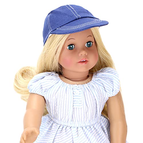 Sophia's Cotton Canvas Baseball Cap With White Stitching And Faux Eyelets For 18 Inch Boy Or Girl Dolls, Navy #TOP1