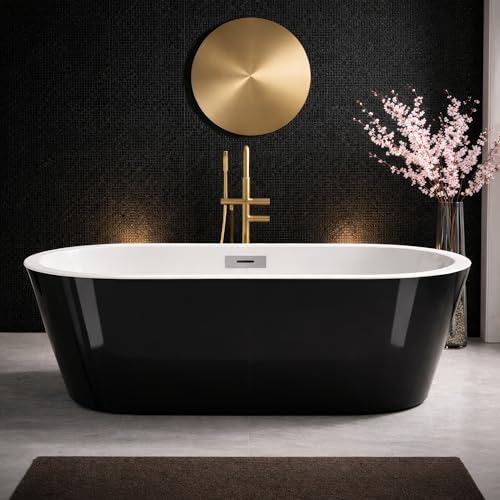 59 Acrylic Bathtub with Non-Slip Base and Chrome Drain