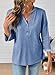 Dokotoo Womens Spring Tops 2026 3/4 Sleeve Shirts Henley Dressy Casual Blouses for Women V Neck Fashion T-Shirts Tunics Trendy Cute Flowy Women's Clothing Vacation Outfits Plus Size Sky Blue Medium