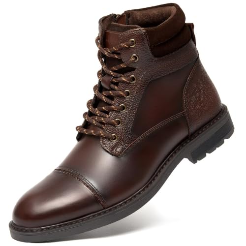 Arkbird Mens Chelsea Boots, Stylish and Comfort Leather Chukka Ankle Boots with Zipper Brownish 9