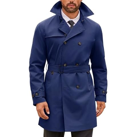 Runcati Men's Double Breasted Trench Coat Cover