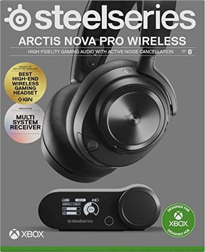 SteelSeries Arctis Nova Pro Wireless Xbox - gamingowe słuchawki do wielu systemów - membrany Hi-Fi - funkcja ANC - Infinity Power System - Xbox, PC, PS5, PS4, Switch, telefon, Czarne