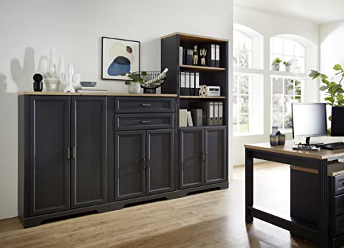 möbelando Regalwand Schrankwand Büromöbel Schrank Set Bürowand Aktenschränke Jillana III