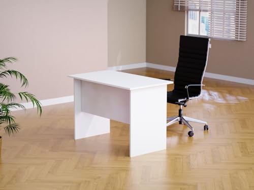 Mahmayi Modern MP1 120x60 Writing Desk without Drawer Sturdy Computer Table, Space-Saving Study Desk, Scratch-Resistant Surface, Ergonomic Workstation Ideal for Home and Office - White