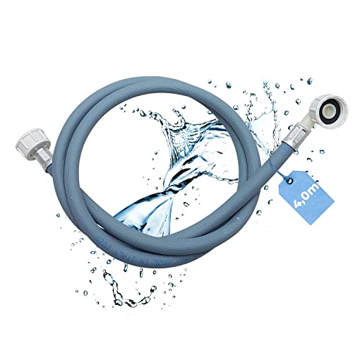 Lichtblau Tuyau d'arrivée d'eau Lave-linge Lave-vaisselle 2955 Raccordement longueur 4,0m I 3/4' coudé/droit avec joint I Tuyau d'arrivée d'eau usage universel Indépendant du fabricant