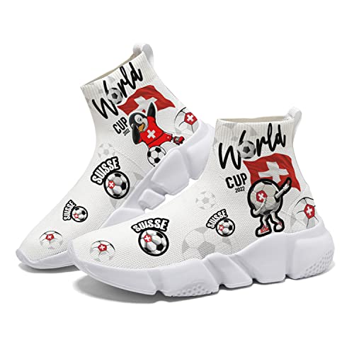 Hetios World Cup Switzerland Painted Sock Shoes Women's Sneakers Commemorative Running Shoes