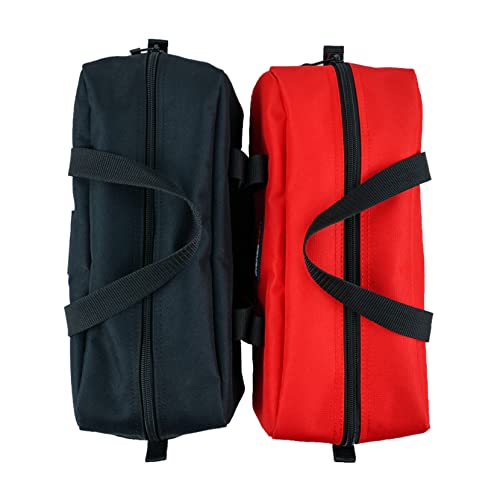 Melotough Utility Rudded Tool Bag Small Canvas Tool Bag With Zipper Combo Kit-Includes 2 Medium Tool Organizer Bags For Electrician, Plumbing, Gardening, Hvac & More (Red&Black) #TOP5