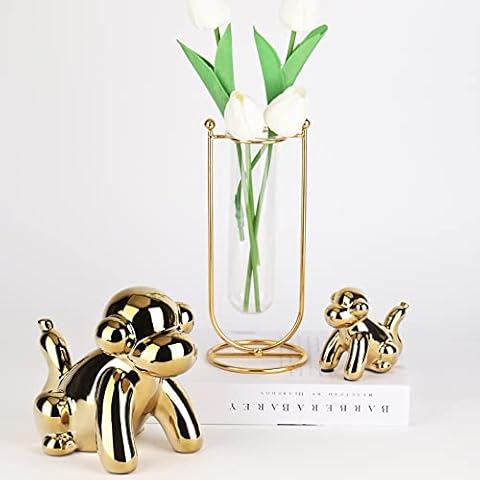 Gold Monkey Statue Decor A Pair Gold Ceramic Animal Figurines Accent Ornaments Modern Style Monkey Statue Decor Gold Monkey Table Decor Decorative Ornaments for Home Living Room Office Desktop Cover