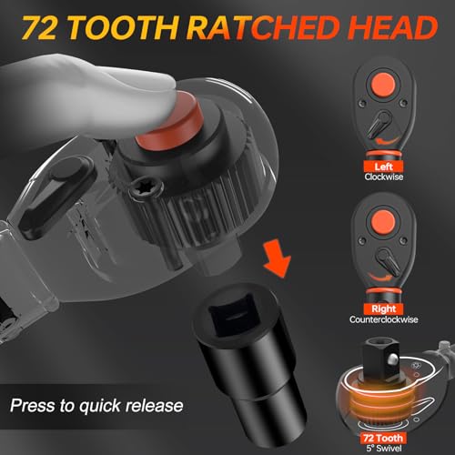 Conjunto de chaves de torque atualizadas, 8 peças, chave de torque de 1/4 3/8 1/5.1 cm, 25.4-558.8 c