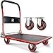 Push Cart Dolly by Wellmax, Moving Platform Hand Truck, Foldable for Easy Storage and 360 Degree Swivel Wheels with 330lb Weight Capacity, Red Color