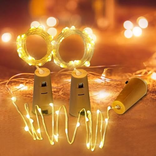 Conjunto De 4 Rolhas De Garrafa Com Led Para Decorações Luz Fio De Fada O Cordão É Na Tonalidade Bra