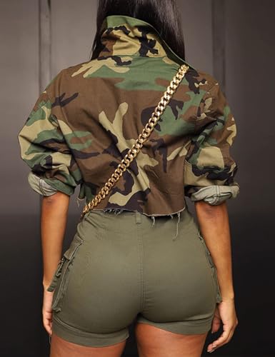 Yimoon Camo Jacket Women Cropped Army Fatigue Jacket Crop Camouflage Top Camo Outfits Casual Cargo Trendy Long Sleeve Tops2
