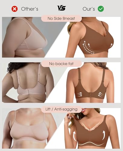 Image of LXOXL Wireless Bras for Women No Underwire Seamless Push Up Full Coverage Everyday Bra Comfortable Supportive Tshirt Bralette