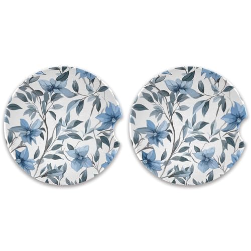 Burbuja Portavasos para Carro Azul Floral 2 Piezas miniatura 1