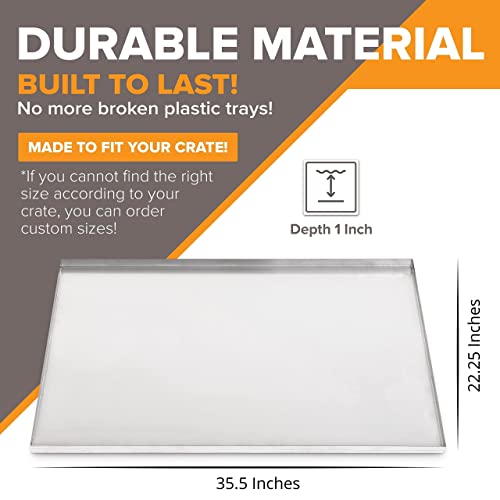 Pinnacle Systems Precision Pet Two Door Metal Dog Crate Tray Replacement Pan Chew Proof Crack Proof Pet Kennel Great Cage Tray Pet Supplies (Galvanized, 35.5" L X 22.25" W X 1") #TOP1