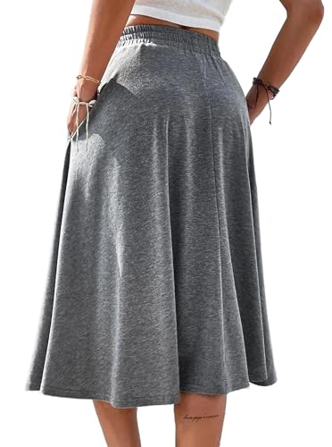 SOFIA'S CHOICE Skirts for Women Midi Length A Line Swing Flowy Skirt with Pockets3
