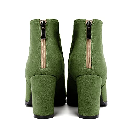 Zamikoo Women's Ankle Boots, Chunky Heel Round Toe Ankle Booties, Dressy Comfortable Block Heel Fall Boots Back Zip 3.5 Inch with Fur4