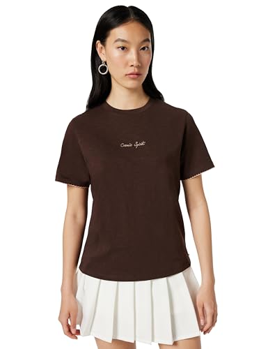 T-Shirt Femme Scotch & Soda en coton slub avec artwork élégant au buste