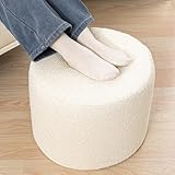Asuprui Supportive Boucle Ottoman Foot Rest Elevate Your Living Room Decor with Lightweight Pouf Ottoman Filler and Comfort Cover Modern Foam Stuffed Poof Perfect to Rest Your Feet (Ivory)