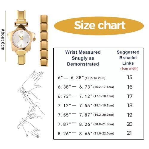 papasgix Italian Charm Bracelet Charms Gold Silver Watches for Women Men Watch Charm Bracelet Band Star Watch Italian Charms Watches Compatible with 9MM Italian Bracelets Charms (Gold White) by papasgix - Image 3