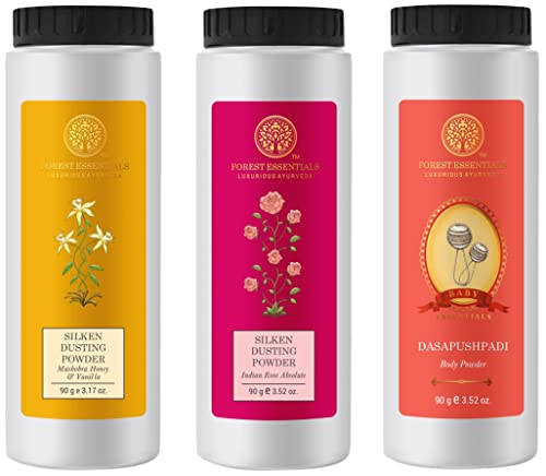 Image of Forest Essentials Silken Dusting Powder Indian Rose Absolute 100g (Talcum Powder)