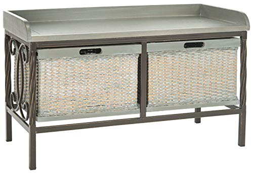 Safavieh American Homes Collection Noah Antiqued Pewter And Oak Storage Bench #TOP1