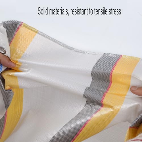Lona de protección de 180 x 350 cm dorada con ojales y cuerda para patios 4