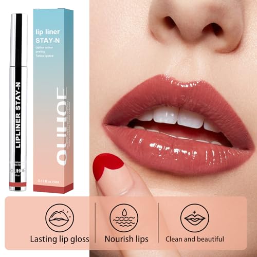 2PCS Removable Lip Liner,Peel Off Lip Liner Tattoo,No smudging Lip Liner for Women & Girls,Brown Lip Liner,Waterproof & Plump Your Lips,Lip Liner Set,Red & Red Brown,Nude Lip Liner for Women Makeup - Image 3