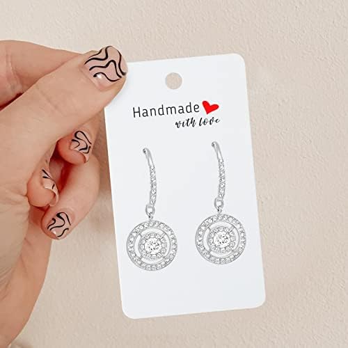 200PCS Earring Display Cards - White Earring Card Holder - Handmade with Love Jewellery Packaging Cards for Jewellery Making Storage & Disply