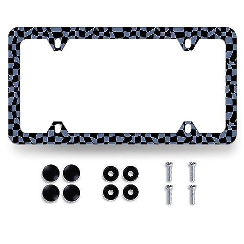 Blue Checkerboard License Plate Frame