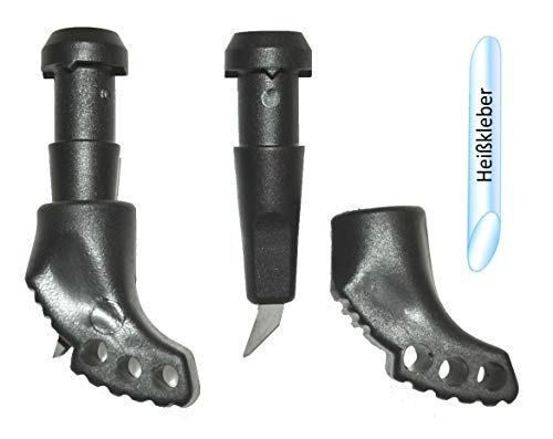 SBC-Sport 10 mm HARTMETALL ROLLERSPITZEN WIDIA (1 Paar) inkl. Heißkleber Nordic Blading ROLLSKI Spitze + Gummi Pads