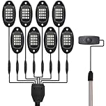 8-in-1 RGB LED Rock Lights Kit for Trucks, Wireless Control, Multicolor, Waterproof for Off-Road & Vehicle Underbody