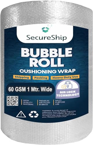 SecureShip 60 Gsm Heavy Air Bubble Wrap Packing Roll for Safety, Multipurpose Packing Needs 1 Meter Wide (5 Meter) (B0CLV7G2LG) Amazon Price History, Amazon Price Tracker