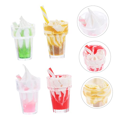 ibasenice 4 Pçs Mini Acessórios De Comida Para Casa De Bonecas Mini Brinquedo Resina Para Sorvete