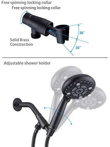G-Promise Handheld Shower Head High Pressure 6 Spray Settings, Detachable Hand Held Showerhead 4.9" Face With Extra Long Flexible Hose And Metal Adjustable Bracket (Oil Rubbed Bronze) #TOP5