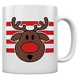 Rudolph Rentier süße Geschenktasse mit roten Nase Kaffeetasse Tee Tasse Becher 11 Oz. Weiß