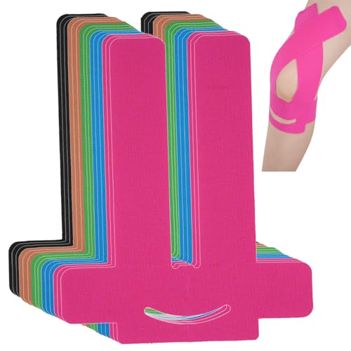 15pcs Bandes de Kinésiologie pour Genou, Tape Strap Genoux Prédécoupées pour Sport Imperméables, Élastiques Kinesio Tape pour Douleurs au Genou, Doux pour la Peau pour Le Fitness, Le Cyclisme