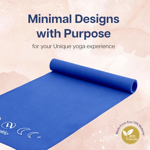 Image of WiseLife Grande XL 6 MM TPE Yoga Mat for Men & Women | Extra Thick, Long & Wide Premium Exercise Mat with Yoga Strap | Anti-Slip & Anti-Tear Ideal for Yoga, Pilates, Home Workouts & Gym Use (Navy Blue)