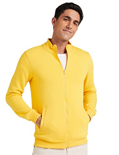 Image of Amazon Brand - Symbol Men Cotton Blend High Neck Zipper Sweatshirt (Available in Plus Sizes)