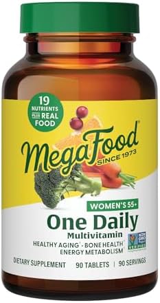 MegaFood Women’s 55+ One Daily Multivitamin for Women – with Vitamin A, C, D3 & E for Optimal Aging Support – Plus Real Food – Bone & Immune Support Supplement – Vegetarian – 90 Tabs