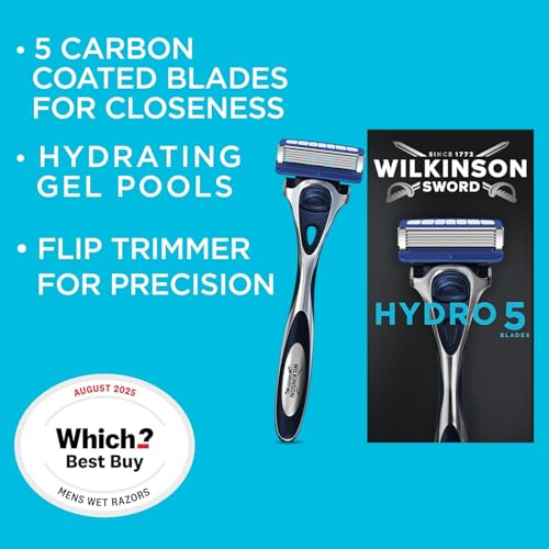 Wilkinson Sword Hydro 5 Skin Protection golarka, uchwyt z tworzywa sztucznego, 5 ostrzy, unisex, normalna, 1 sztuka, standardowa, torba, do owłosienia ciała i twarzy