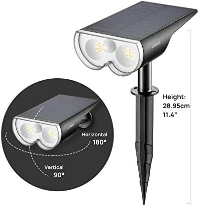 Linkind Solar Lights Outdoor, 16-LED Super Bright Motion Sensor Landscape Spotlights 650LM, Warm White 3000K, 2-in-1 IP67 Waterproof Solar Security Lights for Garden, Patio, Yard, Pack of 2