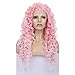 Imstyle Ombre Pink Curly Lace Front Wigs For Women Cosplay Costume Daily Wear Bounce Fluffy Hair Heat Resistant 26 Inch(Pink)