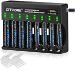 CITYORK Remboursé AA AAA Batteries avec chargeur, 4AA 3000mAh & 4AAA 1100mAh Batterie rechargeable avec 8 Bay Charger avec LED Indicateur charge rapide pour NiMH NiCD Remboursé AA AAA Piles